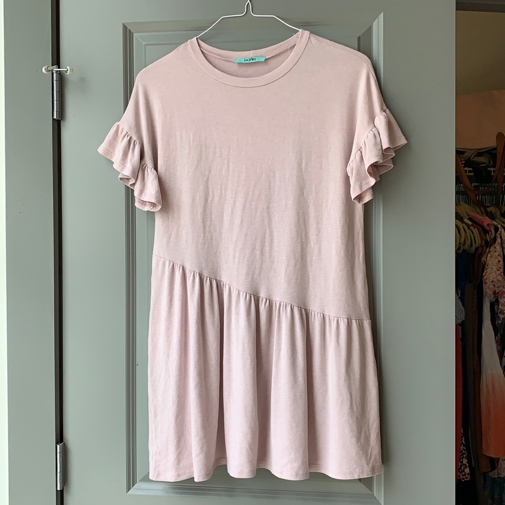 KARLIE BLUSH ASYMMETRICAL DRESS